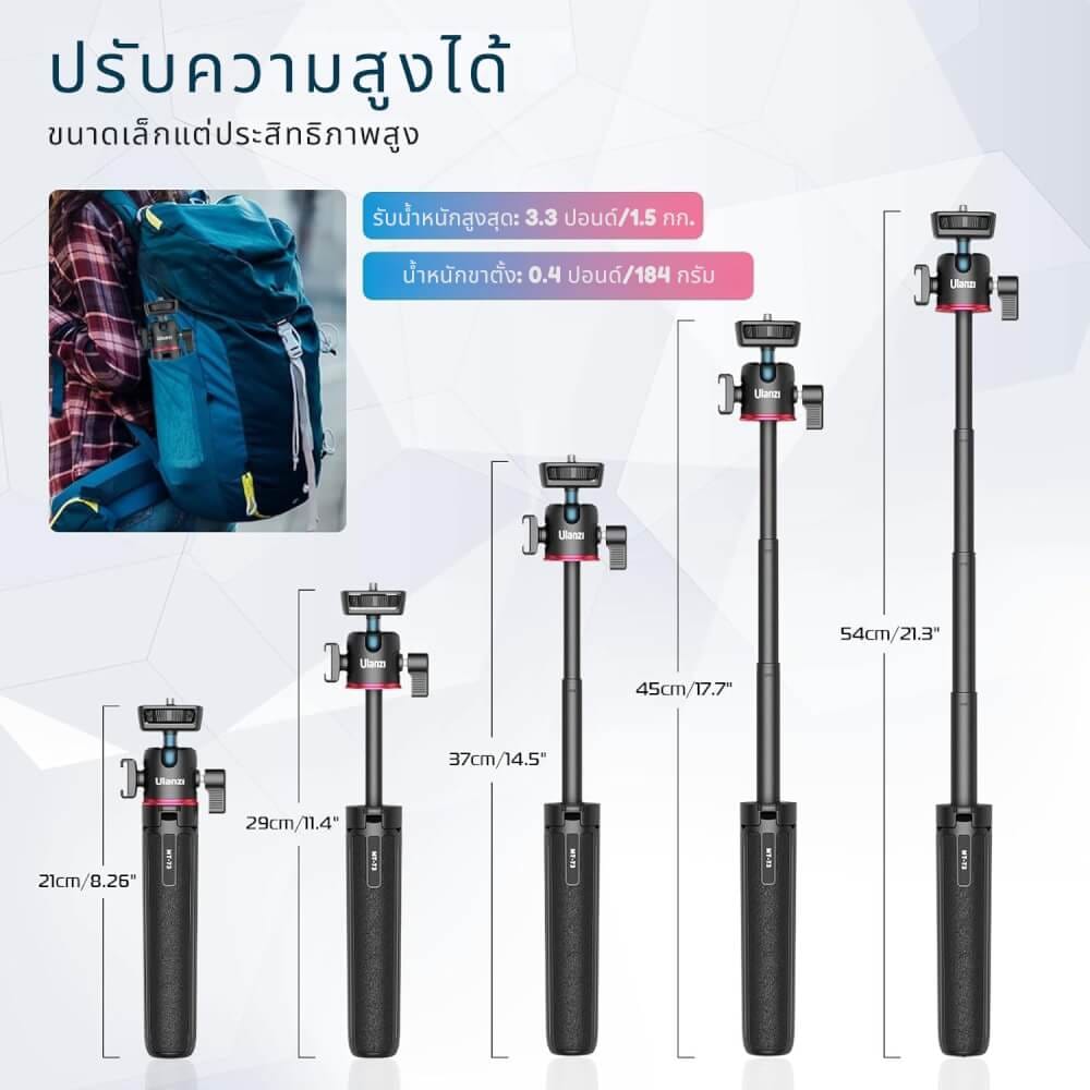ขาตั้งกล้อง ขาตั้งมือถือ ULANZI MT73 ขนาดพกพา พร้อมสายคล้องมือ สีดำ_5