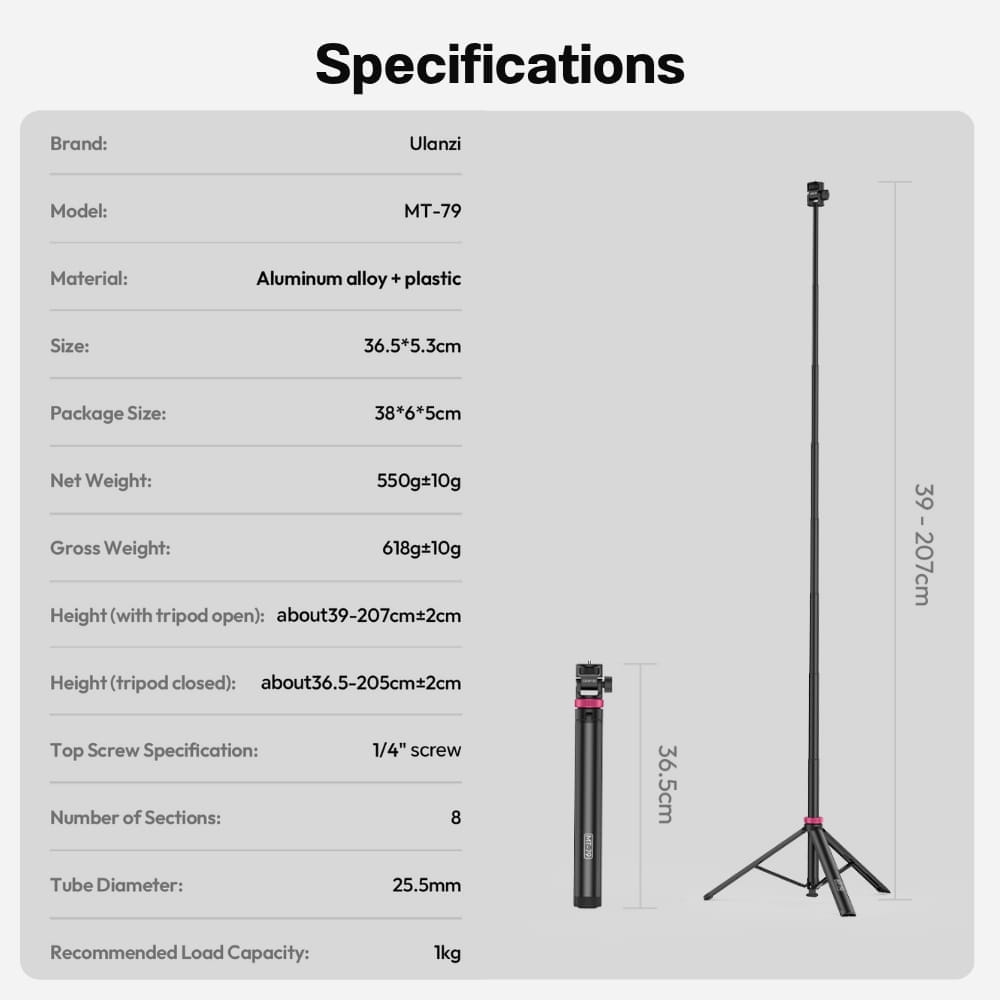 ขาตั้งไฟสตูดิโอ ULANZI MT79 V2 กางอัตโนมัติ รองรับ L023 L024 ถ่ายภาพ วิดีโอ_8