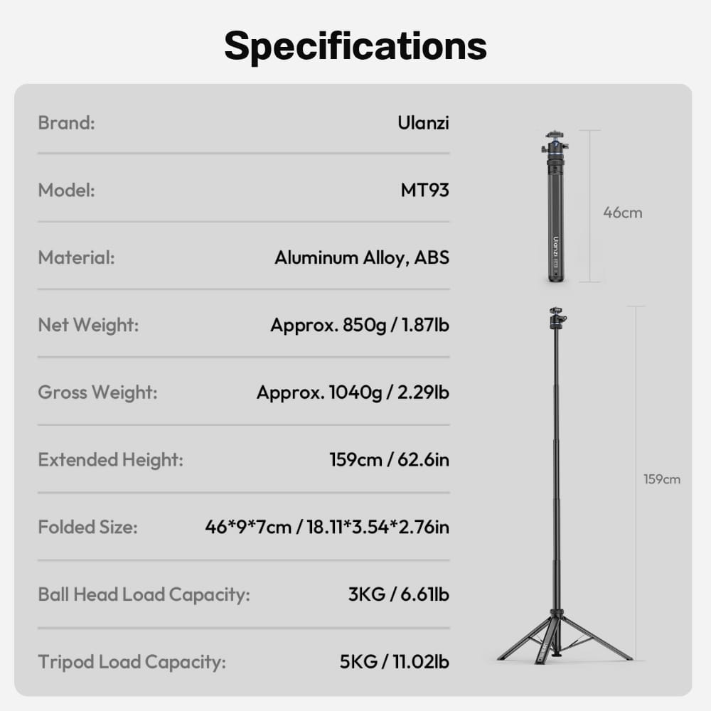 ขาตั้งกล้อง ขาตั้งไฟ ULANZI MT93 กางอัตโนมัติ หัวบอล UKA QUICK RELEASE สำหรับ MIRRORLESS ถ่าย VLOG_7