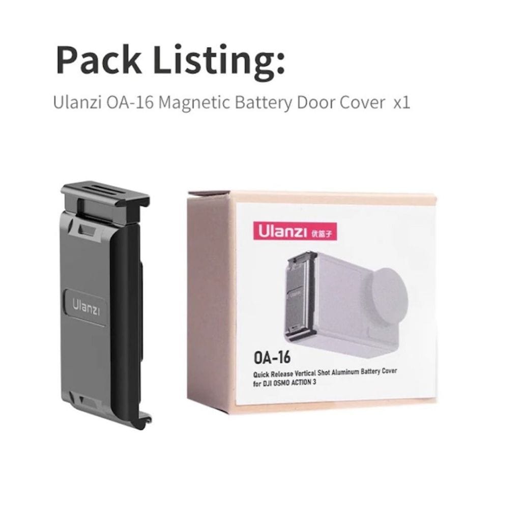 ฝาปิดแบตเตอรี่ ULANZI OA16 ระบบ QUICK RELEASE สำหรับ DJI OSMO ACTION 3/4 สีดำ