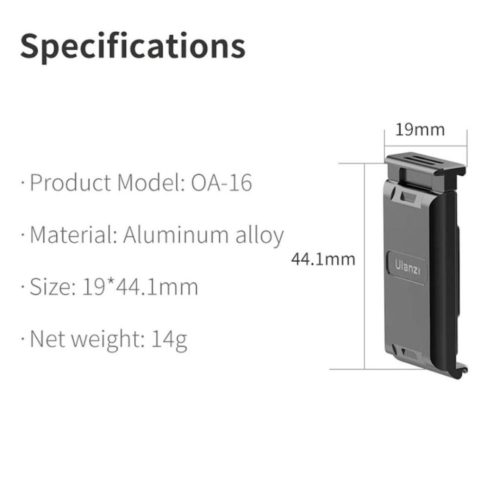 ฝาปิดแบตเตอรี่ ULANZI OA16 ระบบ QUICK RELEASE สำหรับ DJI OSMO ACTION 3/4 สีดำ
