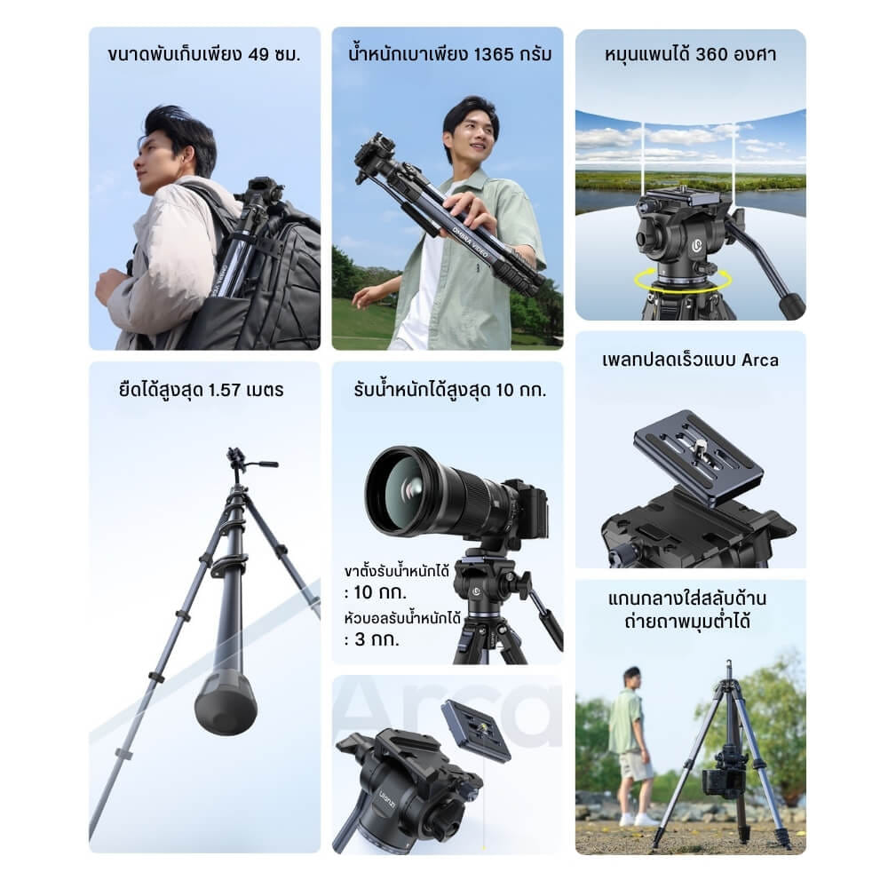 ขาตั้งกล้อง ULANZI OMBRA VIDEO II ขนาดพกพา สีดำด้าน