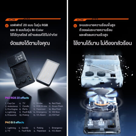 ไฟ LED อเนกประสงค์ ULANZI P40 BI-COLOR ขนาดพกพา สีดำ_6