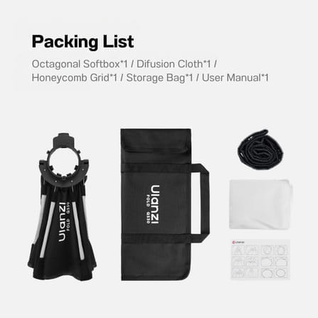 ซอฟต์บ็อกซ์แปดเหลี่ยม ULANZI QS30 ขนาด 30CM รองรับ MINI BOWENS MOUNT ติดตั้งไว พร้อมรังผึ้ง แสงนุ่ม_9