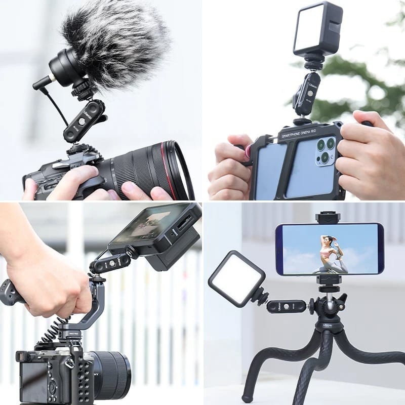 แคลมป์ 2 หัว ULANZI R102 ปรับมุม 360 องศา ต่ออุปกรณ์เสริมกล้อง ไฟ LED มอนิเตอร์ สีดำ