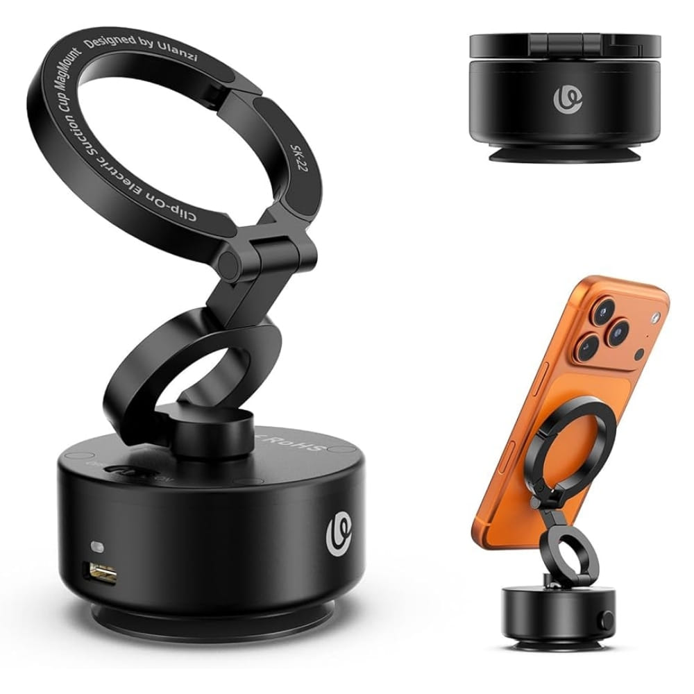 SUCTION CUP ที่วางมือถือ ULANZI SK22 ระบบ MAGSAFE พร้อม MAGLOCK HOOK ระบบดูดไฟฟ้า ขนาดพกพา สีดำ_0