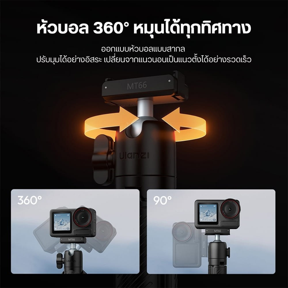 ขาตั้งกล้อง ไม้เซลฟี่ ULANZI MT66 สำหรับ DJI ACTION 5PRO/4/3 ถ่ายภาพ POV วิดีโอ