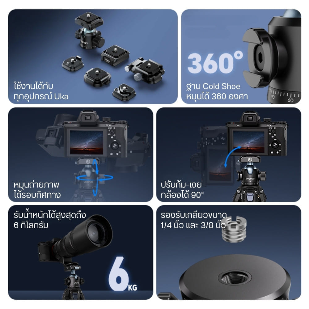 หัวบอลสำหรับขาตั้งกล้อง ULANZI T100 พร้อมระบบ UKA แบบปลดเร็ว รับน้ำหนักได้ถึง 6 KG_1
