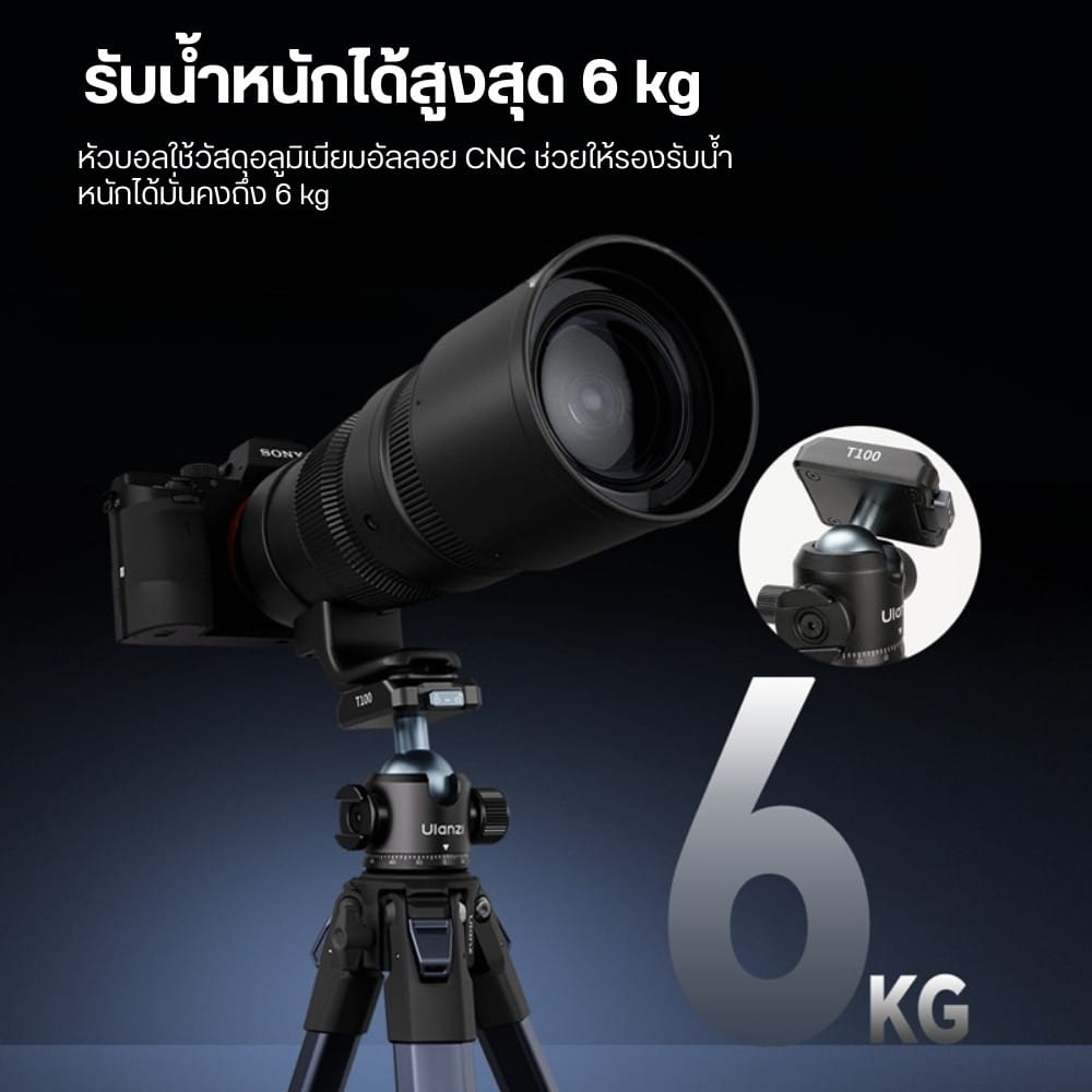 หัวบอลสำหรับขาตั้งกล้อง ULANZI T100 พร้อมระบบ UKA แบบปลดเร็ว รับน้ำหนักได้ถึง 6 KG_4