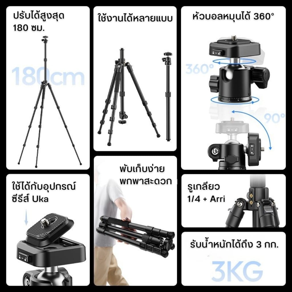 ขาตั้งกล้อง ULANZI TT53 รองรับระบบ UKA/F38 ขนาดพกพา สีดำ_1