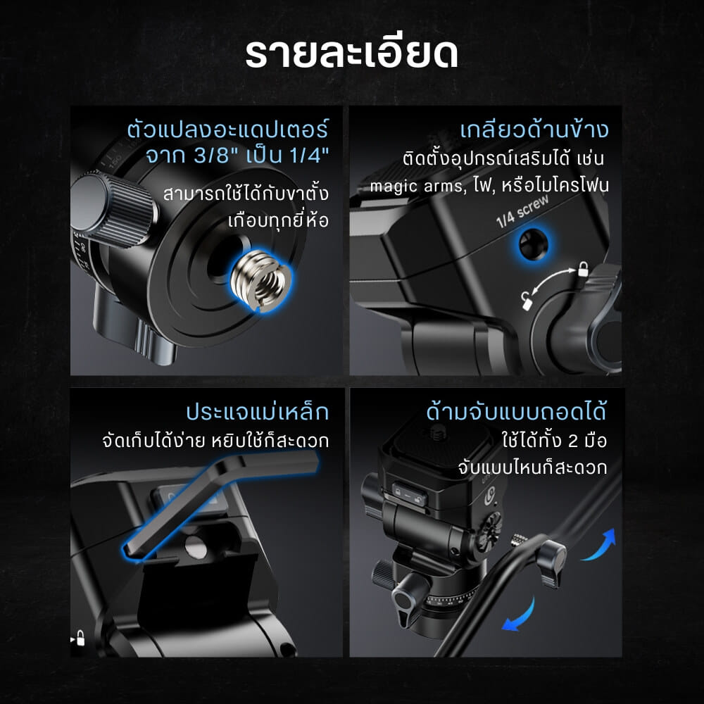 หัวแพนน้ำมัน ULANZI U190 II ระบบ UKA สีดำ