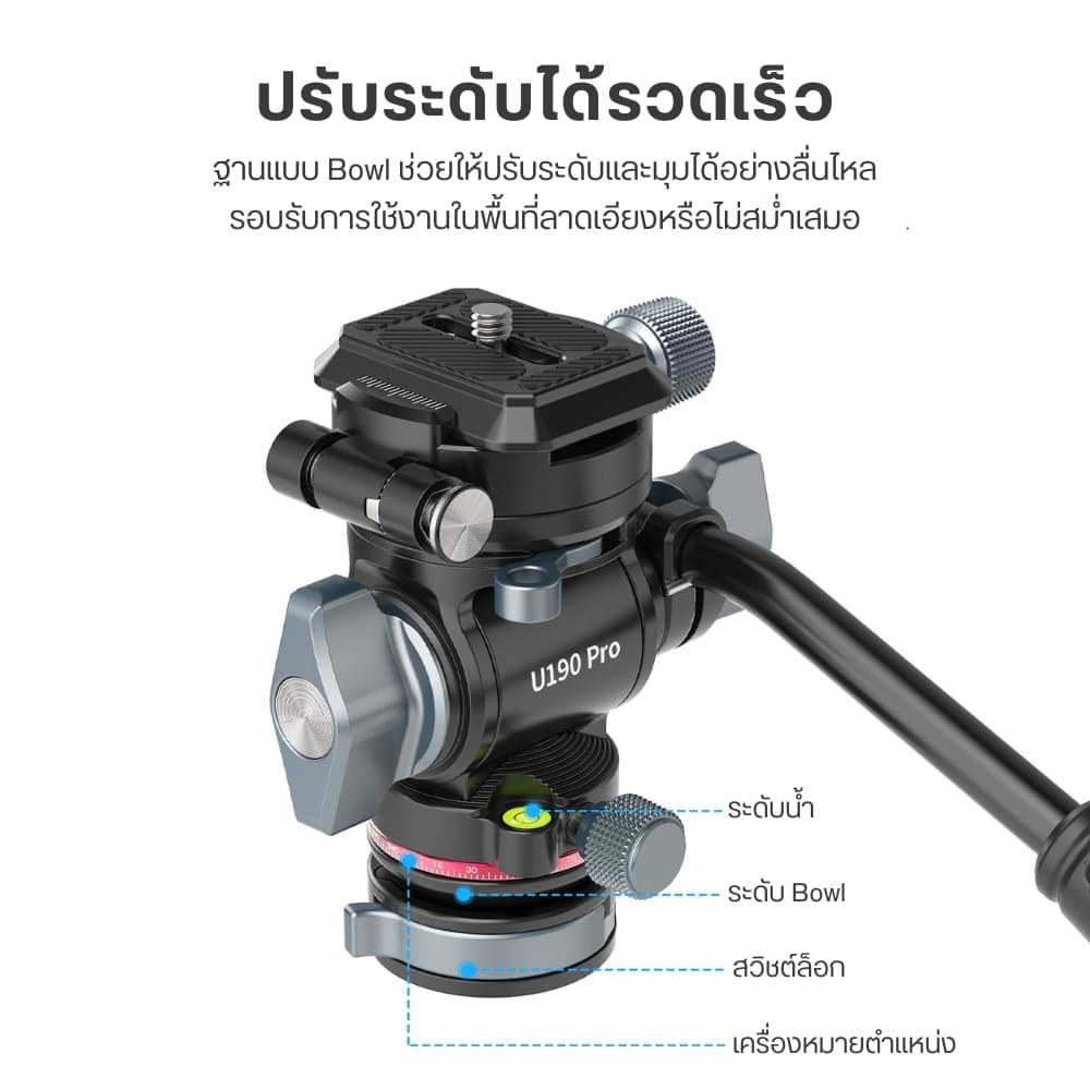 หัวแพนน้ำมัน ULANZI U190 PRO ระบบ ARCA SWISS สีดำ