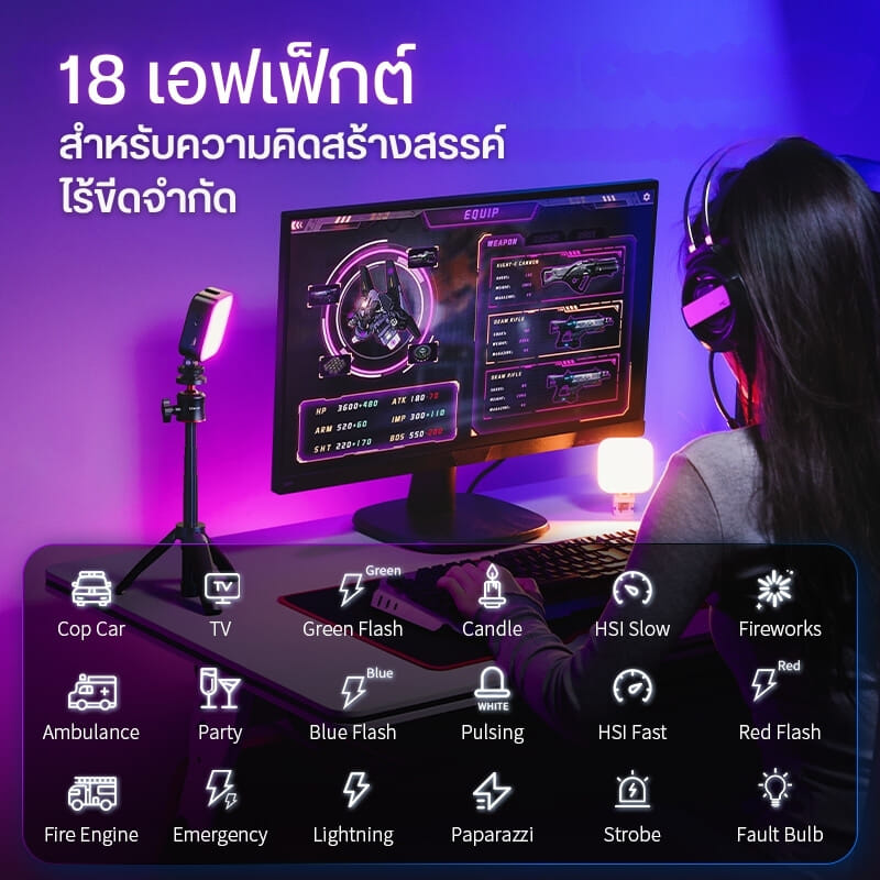 ไฟ LED อเนกประสงค์ ULANZI U60 RGB ขนาดพกพา สีดำ ไฟเซลฟี่ ไฟติดหัวกล้อง ไฟดารา_5
