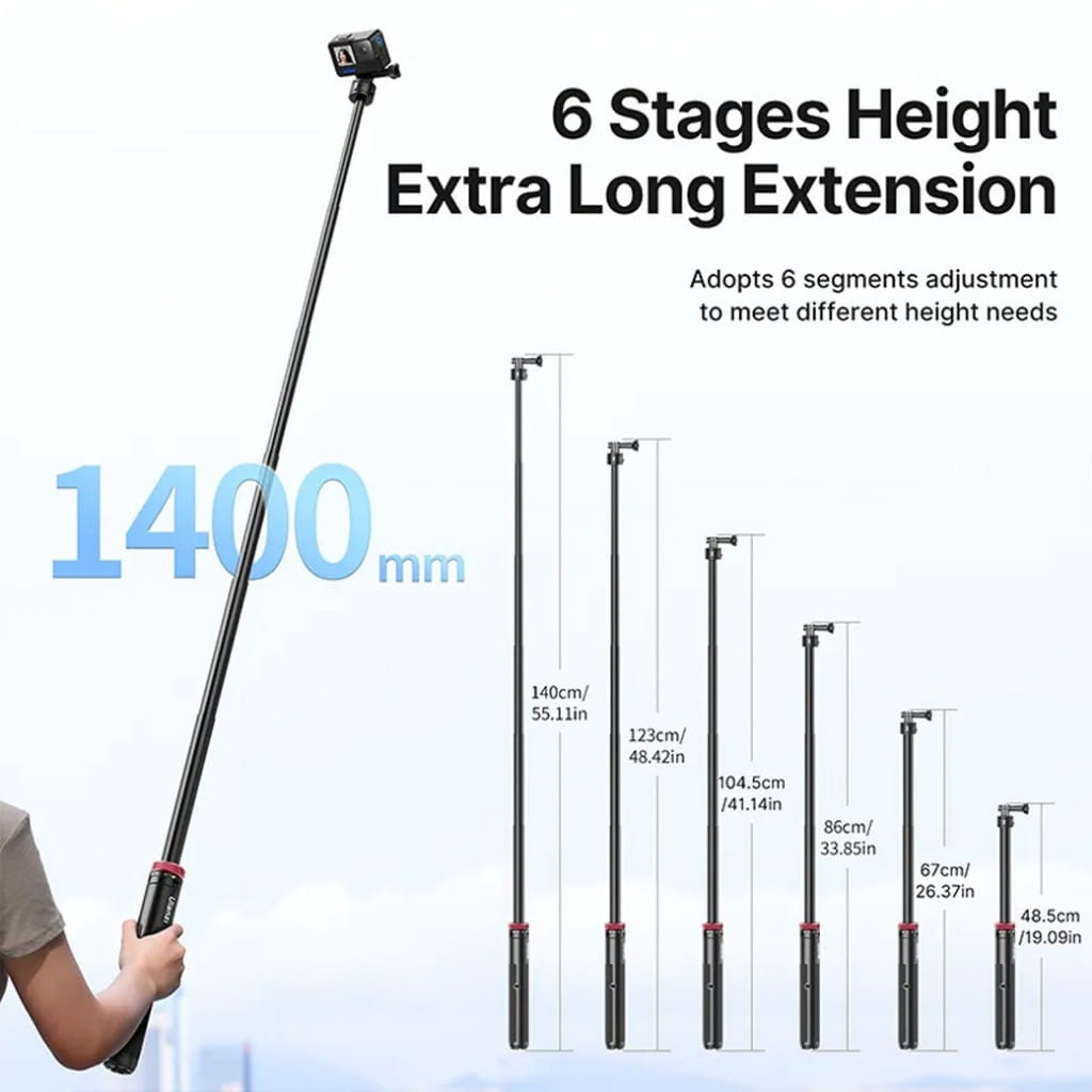 ขาตั้งกล้อง ULANZI GO-QUICK II 1.4M รองรับ GOPRO 12/11/10/9 กล้องแอคชั่นแคม ขนาดพกพา สีดำ_4