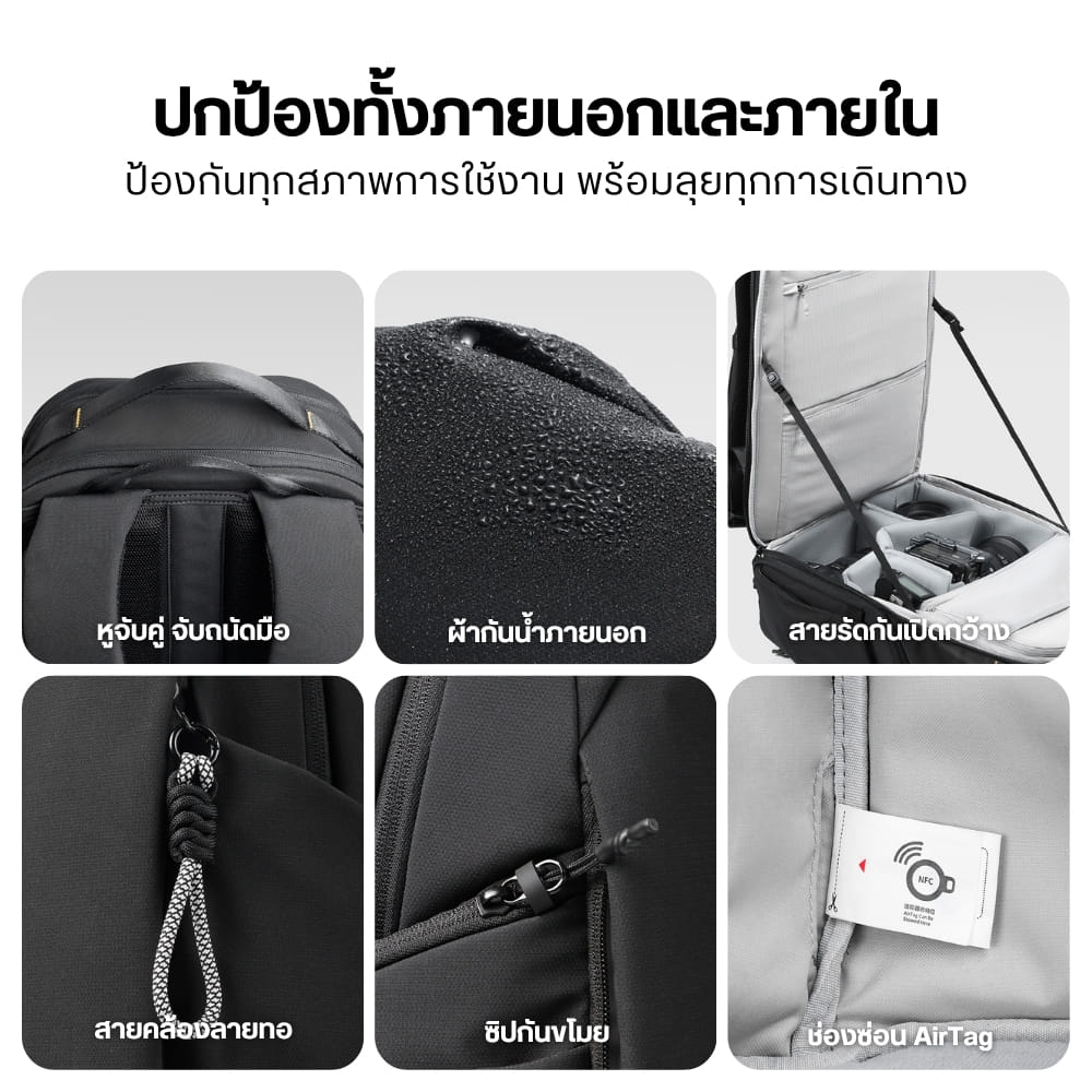 กระเป๋าเป้กล้อง ULANZI YY038 ขนาดความจุ 22 ลิตร สีดำ
