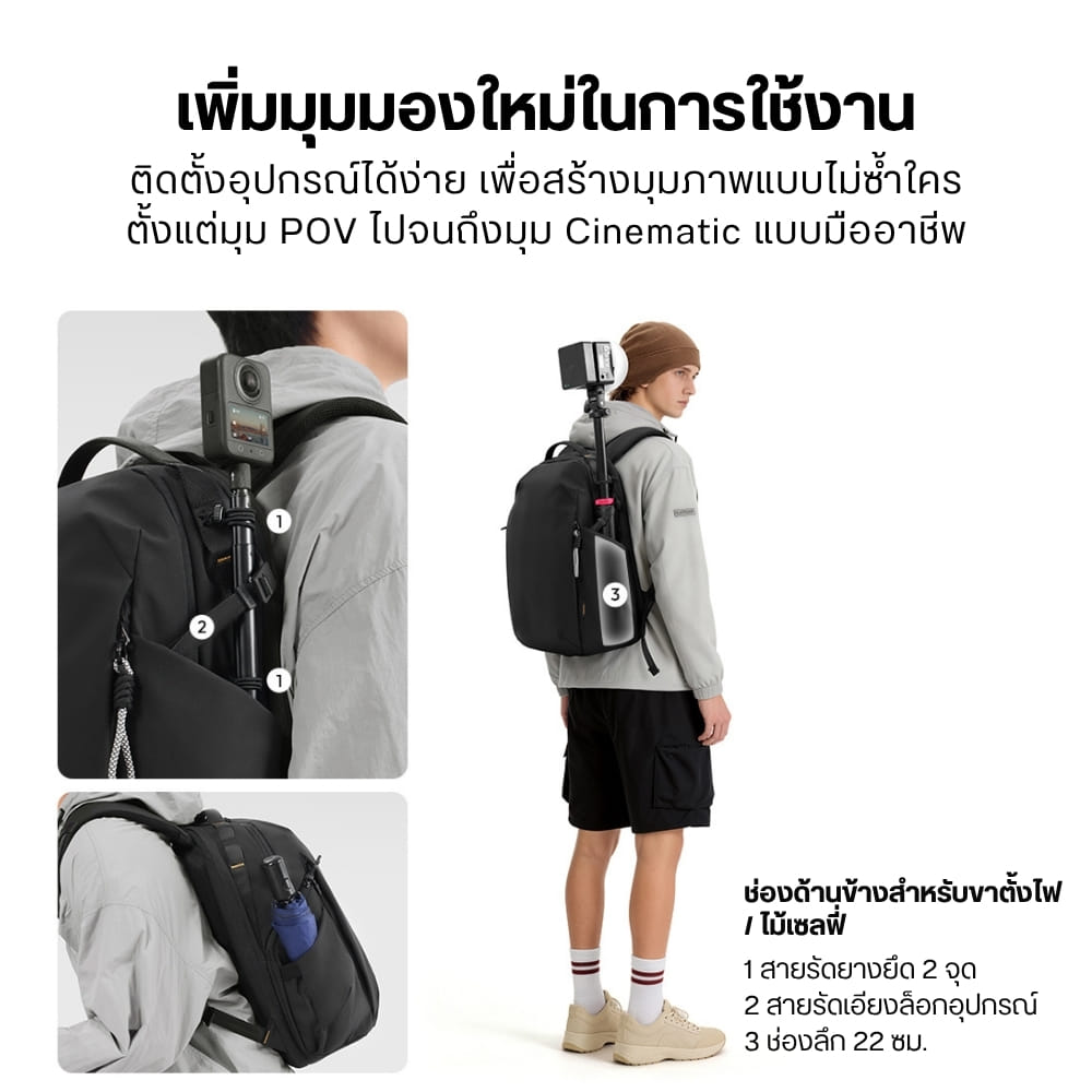 กระเป๋าเป้กล้อง ULANZI YY038 ขนาดความจุ 22 ลิตร สีดำ_2