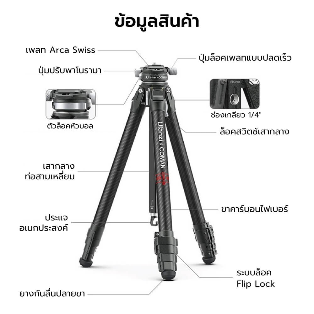 ขาตั้งกล้อง ULANZI ZERO-Y ระบบปลดเร็ว ARCA-SWISS สีดำ_2