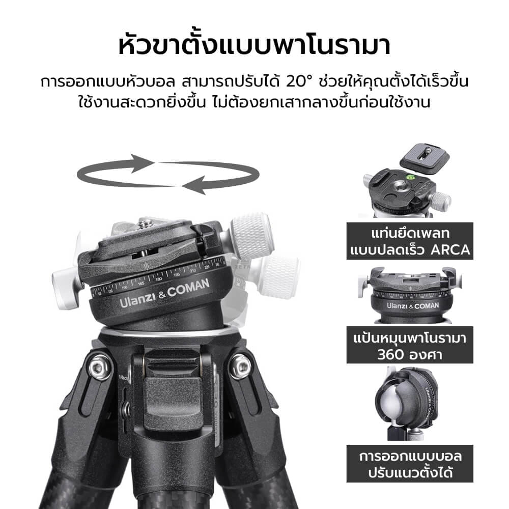 ขาตั้งกล้อง ULANZI ZERO-Y ระบบปลดเร็ว ARCA-SWISS สีดำ_4