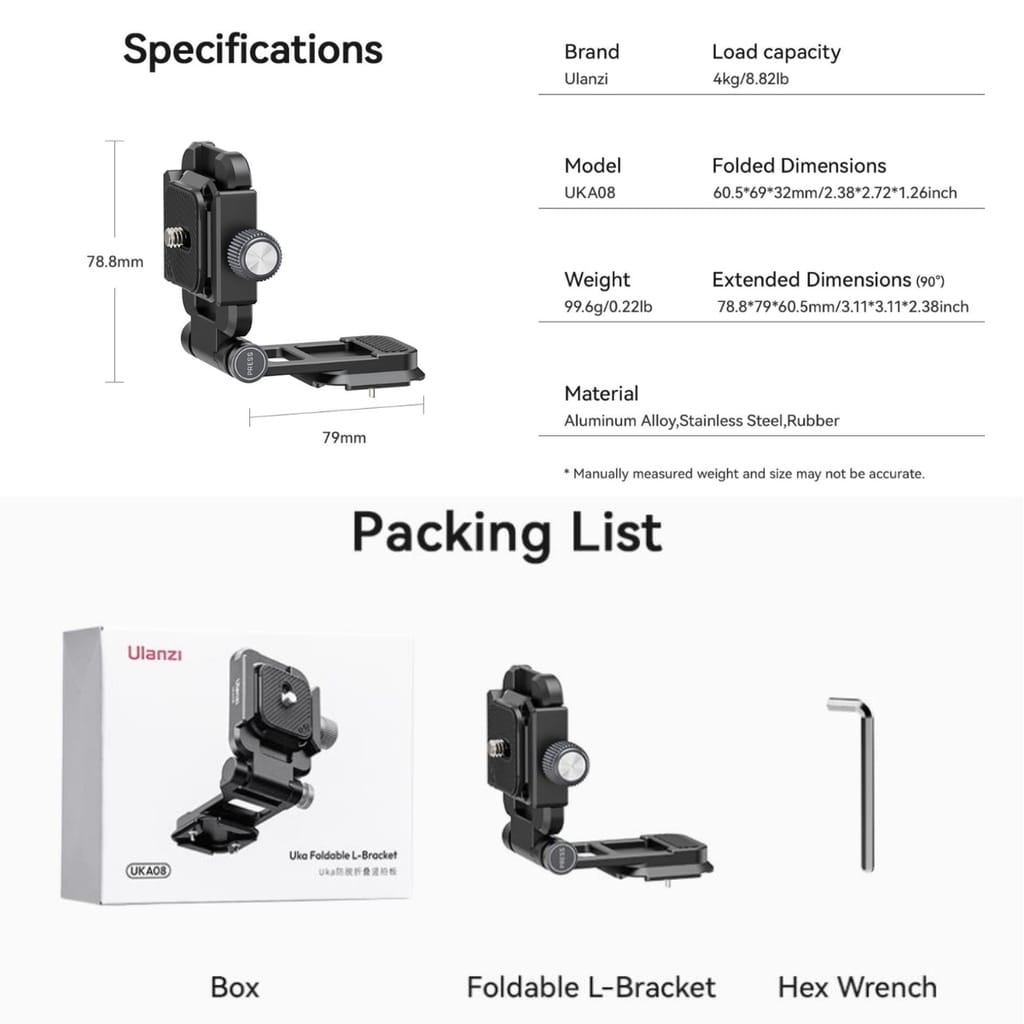 เพลทปลดเร็ว ARCA-SWISS ULANZI UKA08 สำหรับ DSLR MIRRORLESS_6