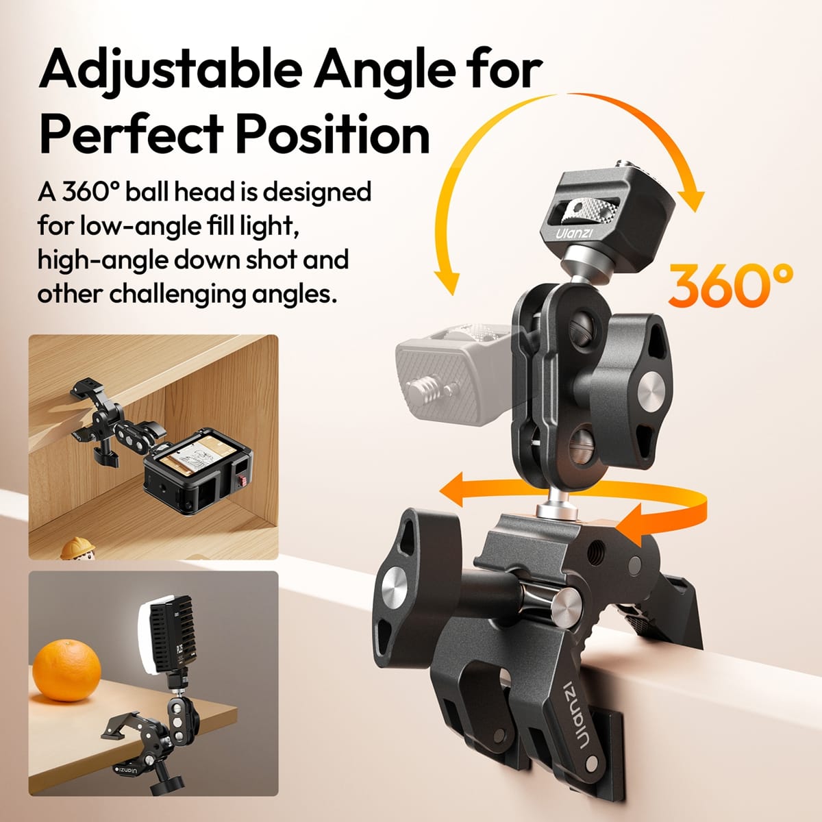 ชุดแขนยึดโต๊ะ ULANZI CO78 MINI SUPER CLAMP & MAGIC ARM สีดำ_6