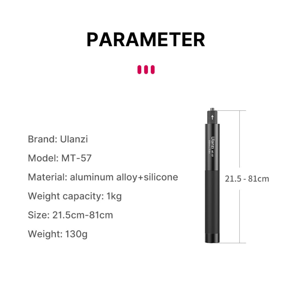 ไม้เซลฟี่ ULANZI MT57 สำหรับกล้อง GOPRO/INSTA360/DJI สีดำ_7