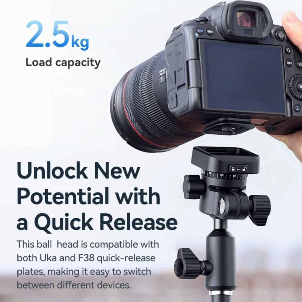หัวบอลกล้อง ULANZI TH02 ต่อขาตั้ง พร้อมเพลทปลดเร็ว สำหรับ DSLR MIRRORLESS ไฟไลฟ์สด สีดำ_2