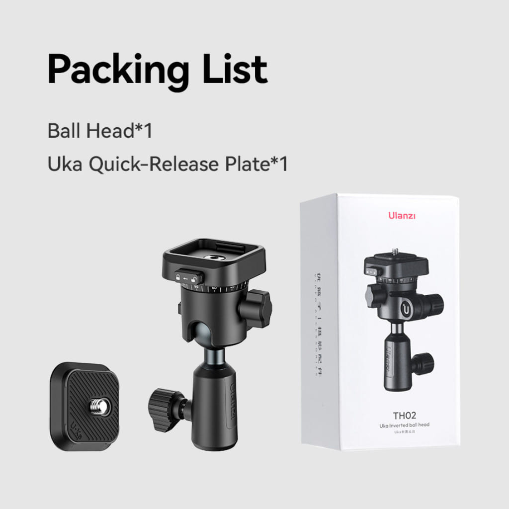 หัวบอลกล้อง ULANZI TH02 ต่อขาตั้ง พร้อมเพลทปลดเร็ว สำหรับ DSLR MIRRORLESS ไฟไลฟ์สด สีดำ_7