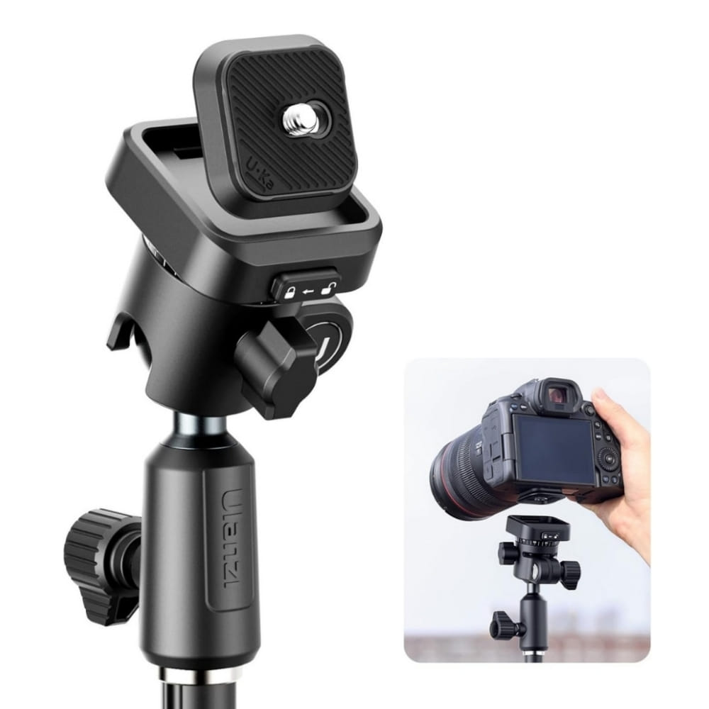 หัวบอลกล้อง ULANZI TH02 ต่อขาตั้ง พร้อมเพลทปลดเร็ว สำหรับ DSLR MIRRORLESS ไฟไลฟ์สด สีดำ_0