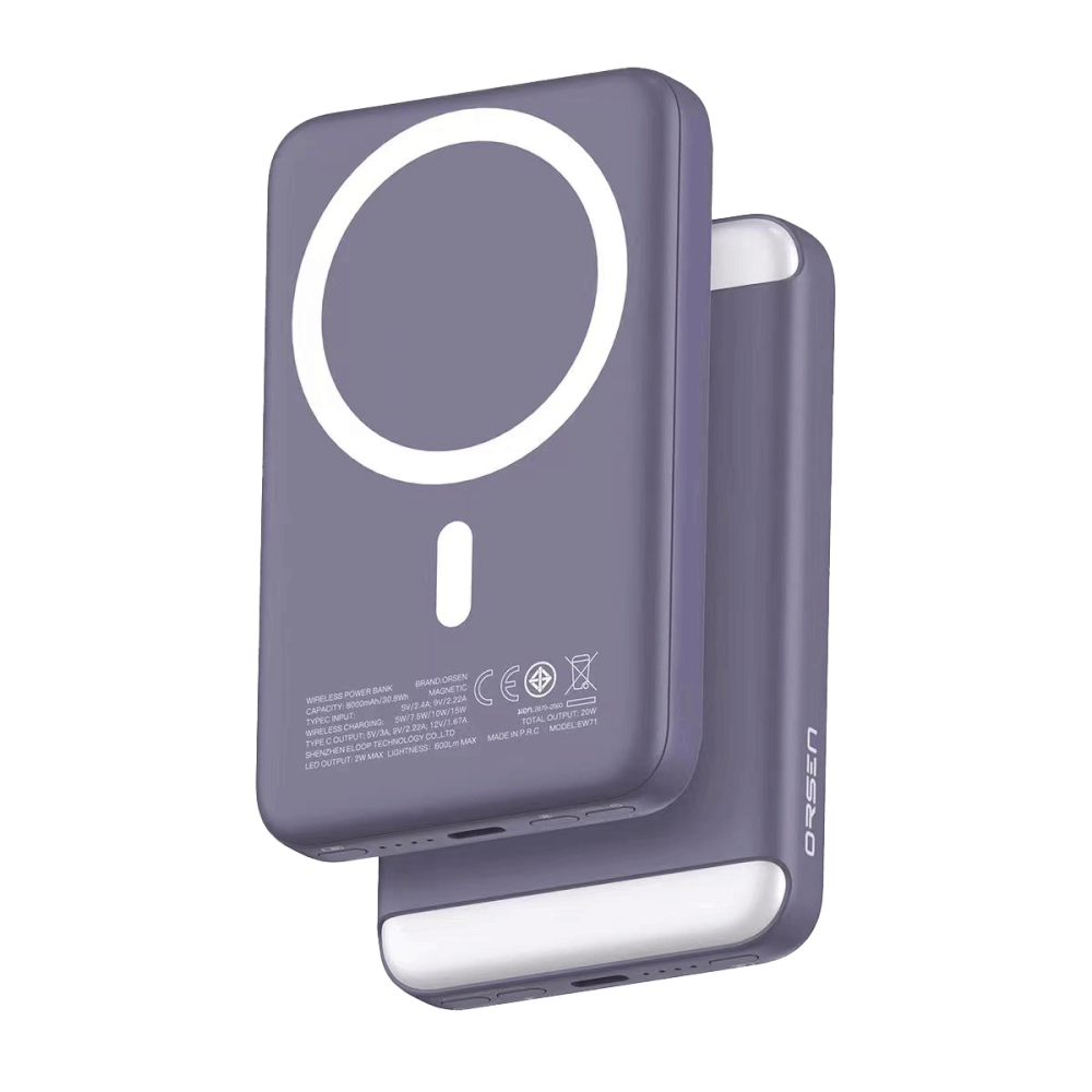 แบตเตอรี่สำรอง ORSEN BY ELOOP EW71 สีม่วง 8000MAH ชาร์จไร้สาย PD 20W