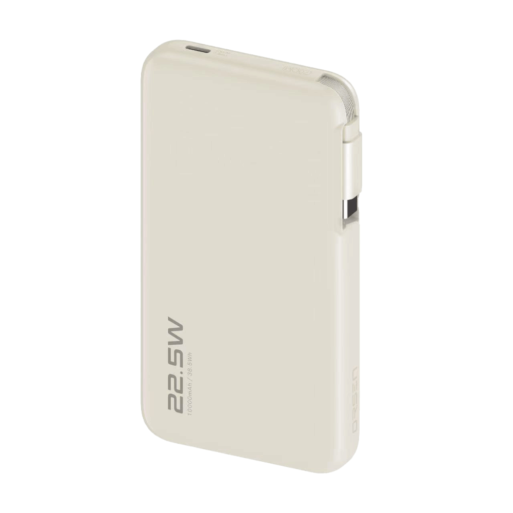 แบตเตอรี่สำรอง ORSEN BY ELOOP E60 สีเบจ 10000MAH ชาร์จเร็ว 22.5W PD 3.0 มีสายในตัว_0