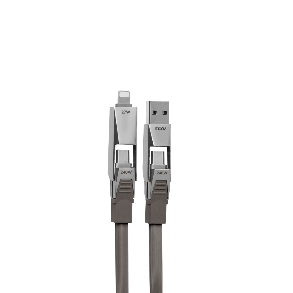 สายชาร์จ MOOV CB14 น้ำตาล-เทา สายชาร์จเร็ว PD FAST CHARGE 240W 4 IN 1