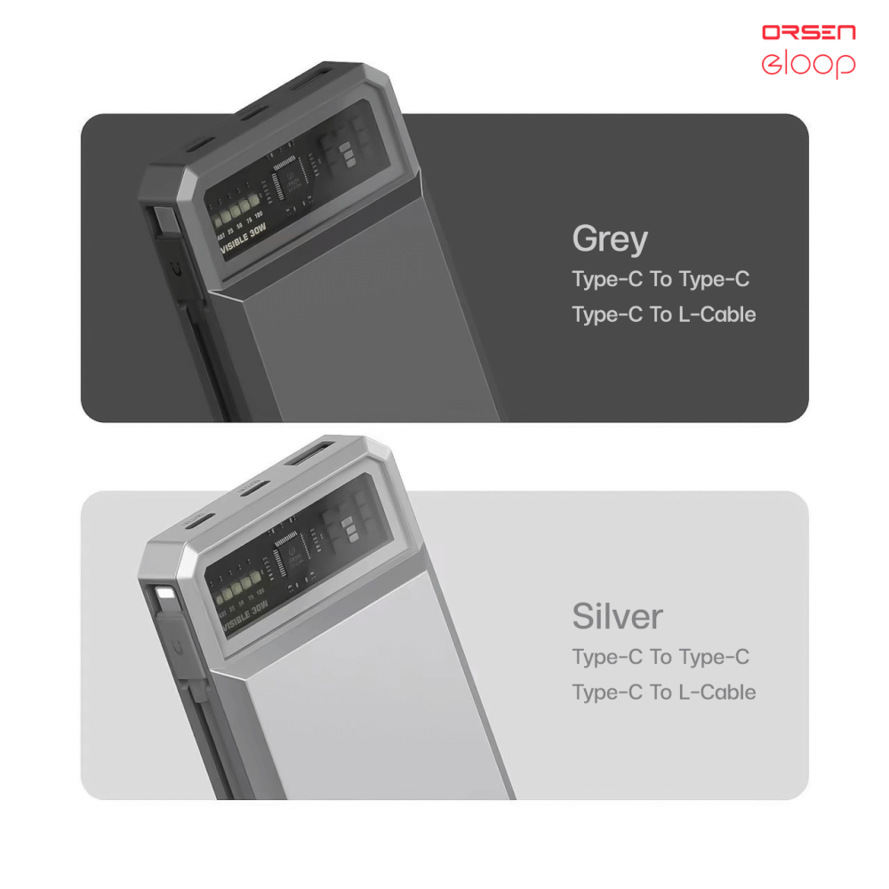 แบตเตอรี่สำรอง ORSEN BY ELOOP E59L สีเทา 20000MAH ชาร์จเร็ว 45W รองรับ QC3.0 PD PPS UFCS_1