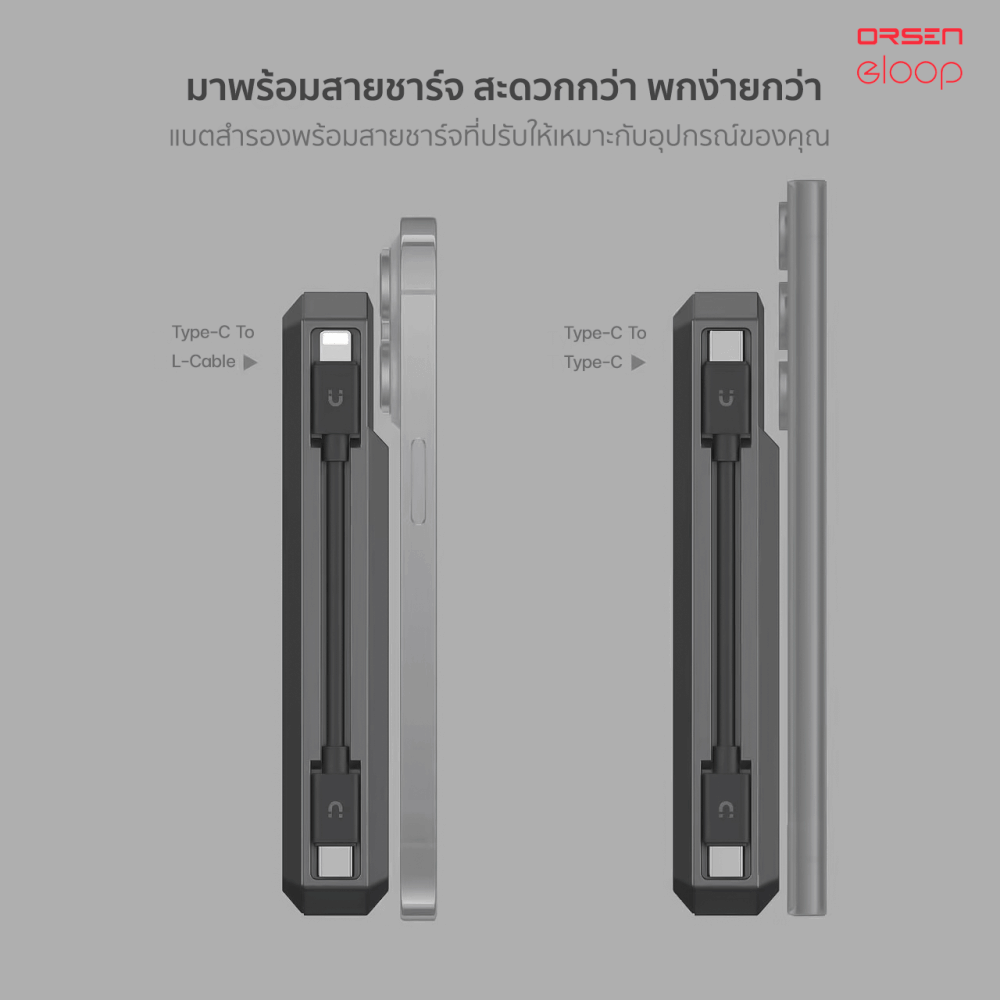 แบตเตอรี่สำรอง ORSEN BY ELOOP E59L สีเทา 20000MAH ชาร์จเร็ว 45W รองรับ QC3.0 PD PPS UFCS_2