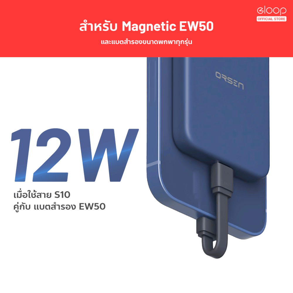 สายชาร์จ ORSEN BY ELOOP S10L USB DATA CABLE TYPE C TO TYPE L 2.4A สำหรับไอโฟน มือถือ สมาร์ทโฟน สายชาจ สายสั้น วัสดุยาง TPE ของแท้ 100%_2