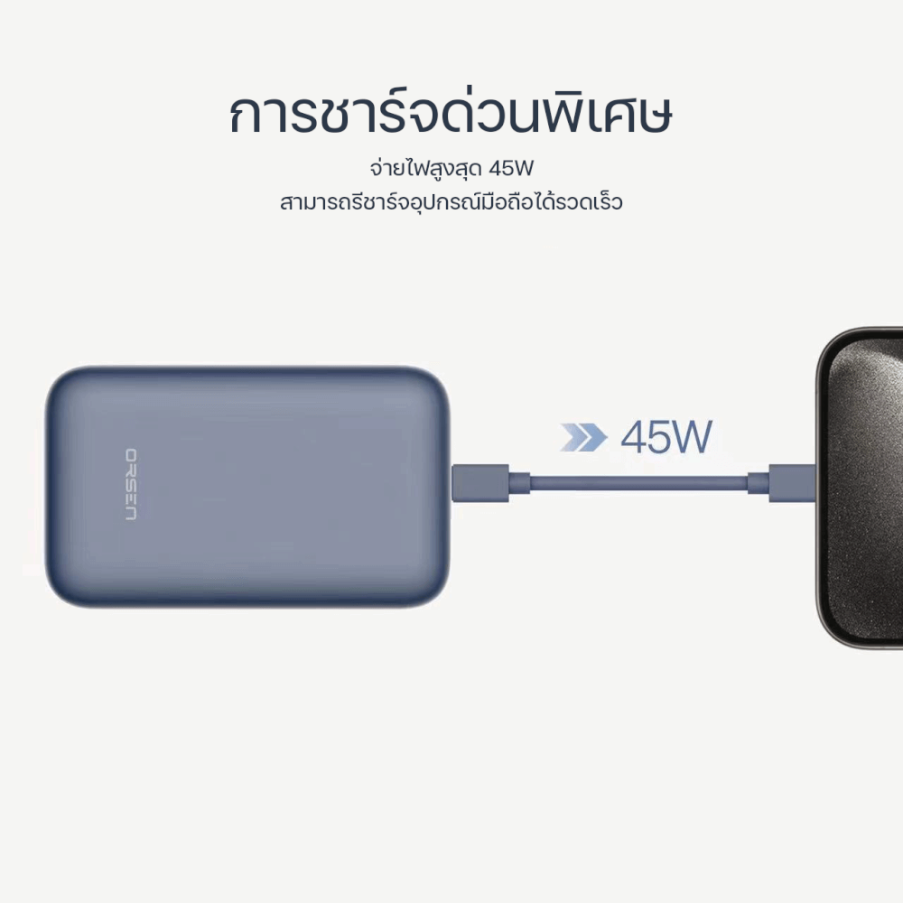 แบตเตอรี่สำรอง ORSEN BY ELOOP E67 สีเทา 10500MAH ชาร์จเร็ว PD 45W_2