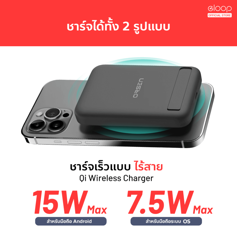 แบตเตอรี่สำรอง ORSEN BY ELOOP EW52 สีดำ 10000MAH PD 20W_4