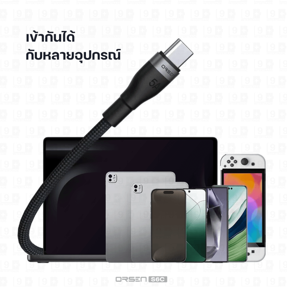สายชาร์จ ORSEN BY ELOOP S6C USB TYPE C TO TYPE C ยาว 1.5 ม. รองรับ QC4.0 PD 100W (MAX) สายไนลอนถัก ชาร์จโน๊ตบุ๊ค โอนข้อมูลได้_4