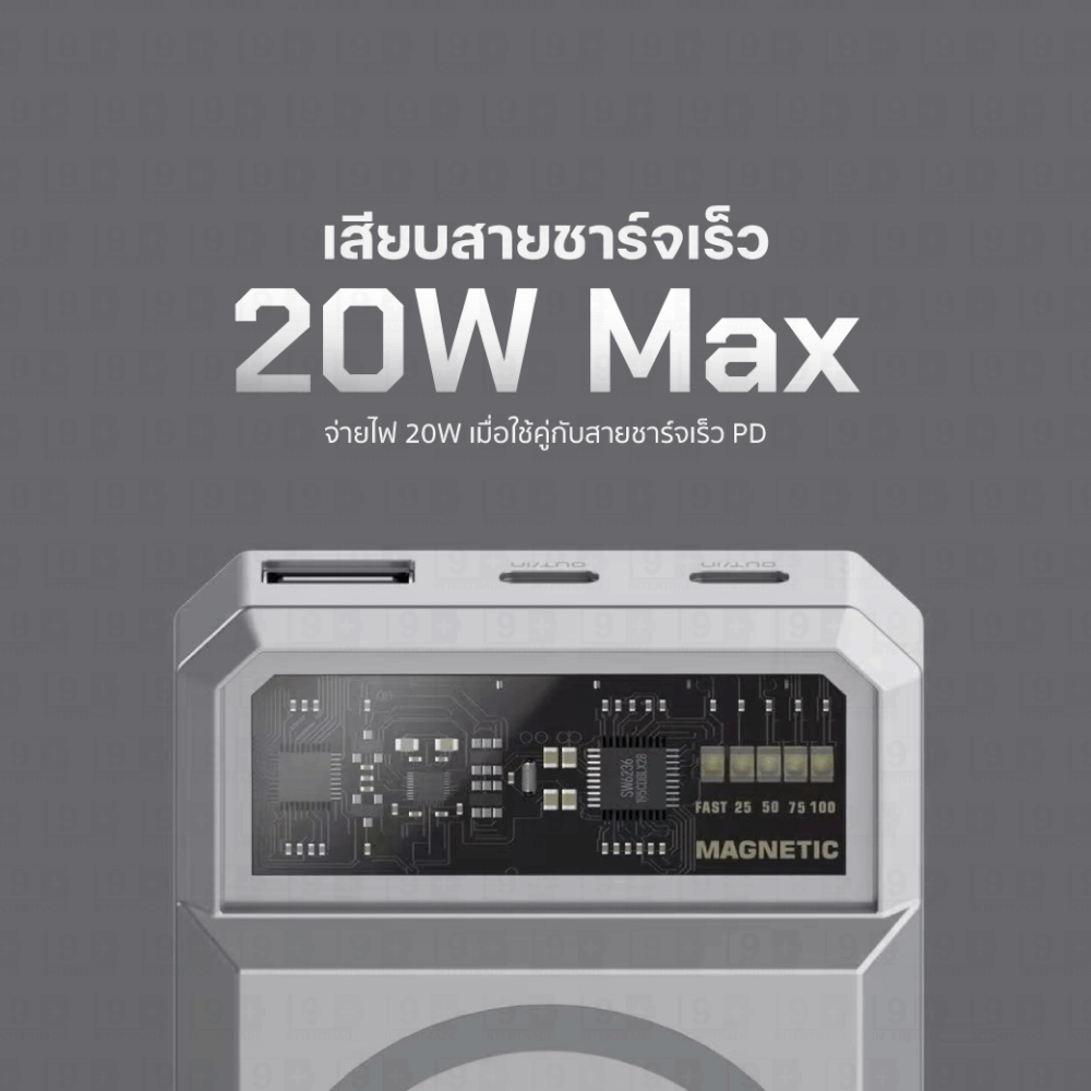 แบตเตอรี่สำรอง ORSEN BY ELOOP EW55 สีเงิน 20000MAH แบตเตอรี่สำรอง PD 20W_5