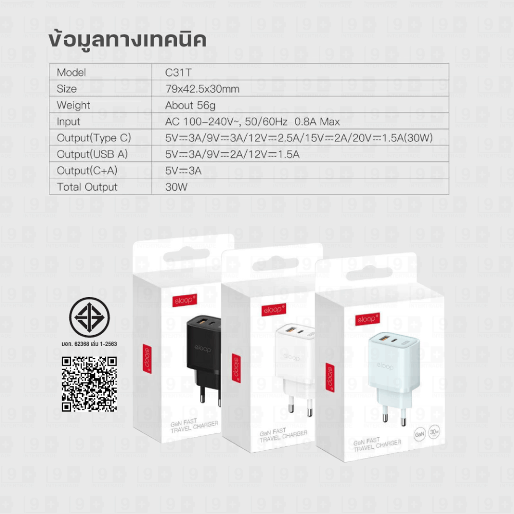 หัวชาร์จ ELOOP C31T สีเขียว ชาร์จเร็ว 30W PD QC 3.0_7