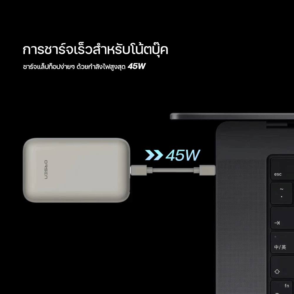 แบตเตอรี่สำรอง ORSEN BY ELOOP E67 สีเทา 10500MAH ชาร์จเร็ว PD 45W_7