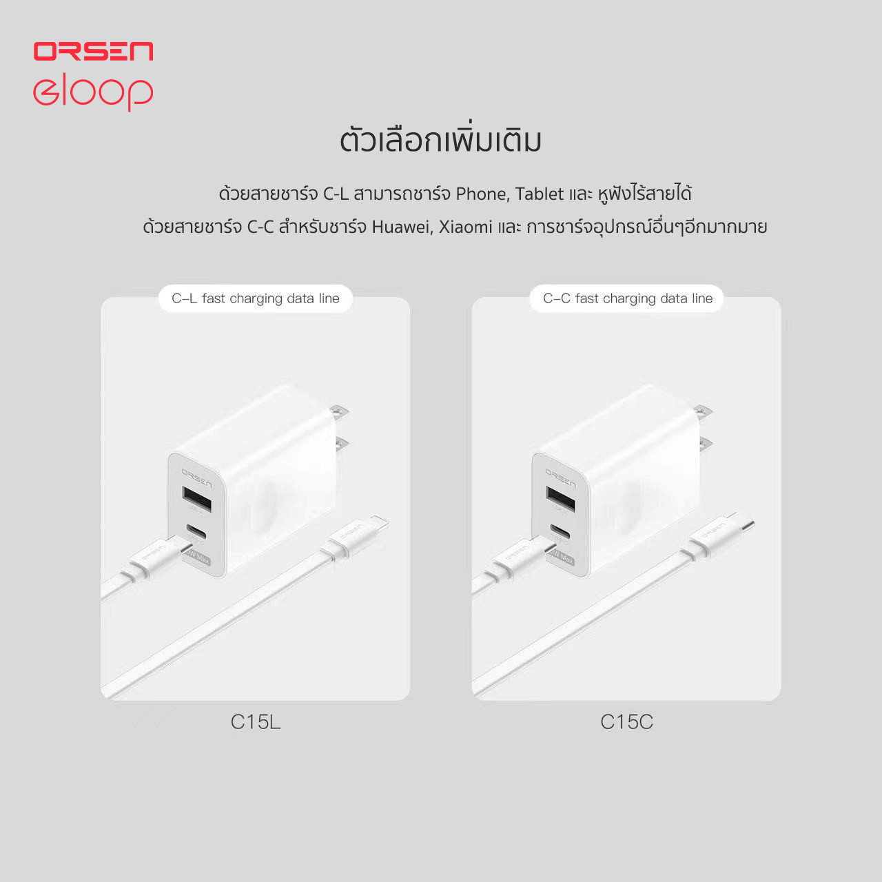 หัวชาร์จ ELOOP C15 สีดำ ชาร์จเร็ว PD 30W | QC 22.5W