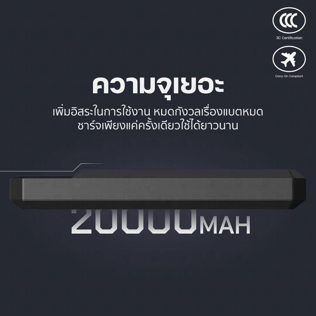 แบตเตอรี่สำรอง ORSEN BY ELOOP EW40 CCC 20000MAH สีดำ ชาร์จไร้สายแม่เหล็ก QI2 15W PD 20W_2