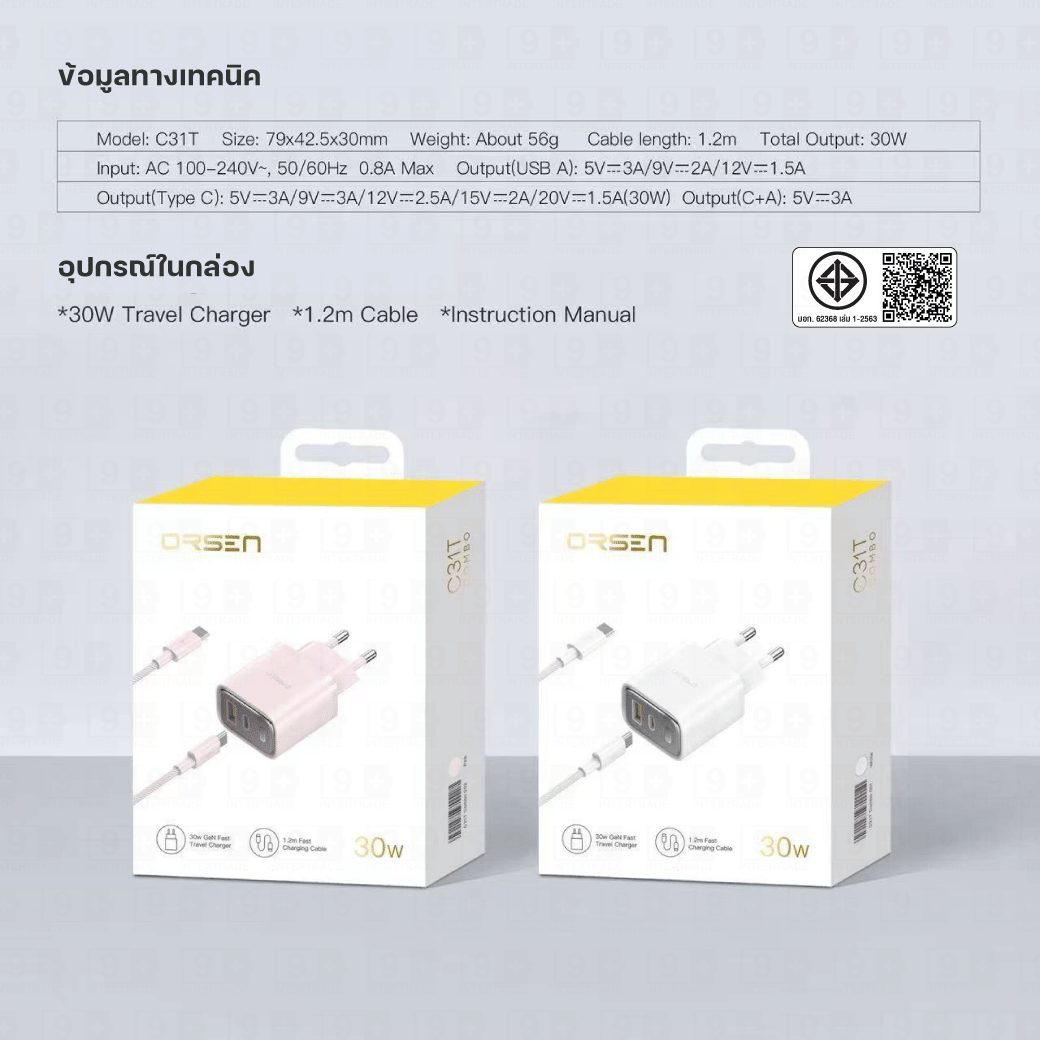 หัวชาร์จ ELOOP C31TC สีดำ หัวชาร์จเร็ว และ สายชาร์จเร็ว PD 45W สำหรับ สมาร์ทโฟน ทุกรุ่น ANDROID PHONE_6