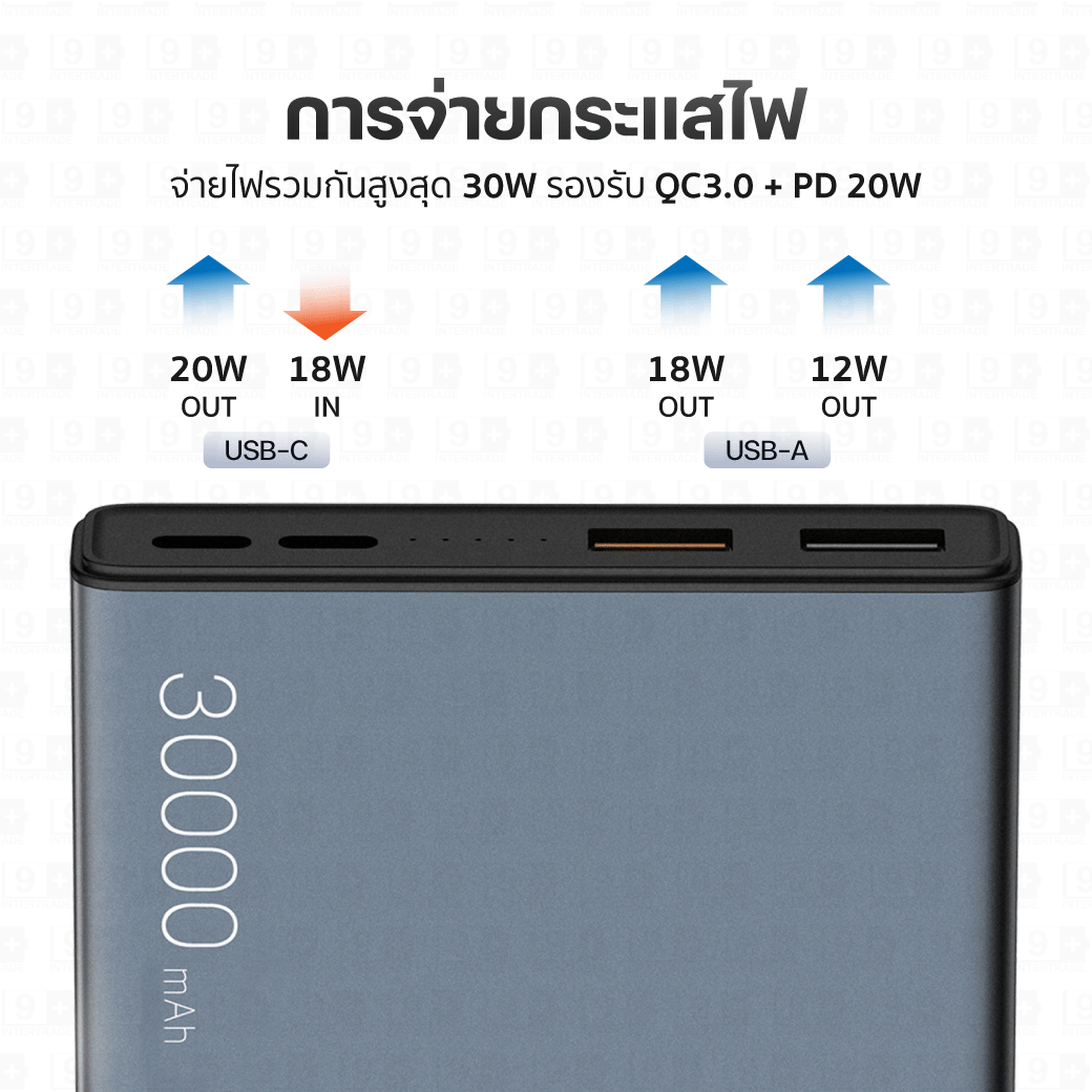 แบตเตอรี่สำรอง ORSEN BY ELOOP E29 สีดำ 30000MAH 30W TYPE C ชาร์จเร็ว PD QC 3.0 ชาร์จไว 4 พอร์ต_6