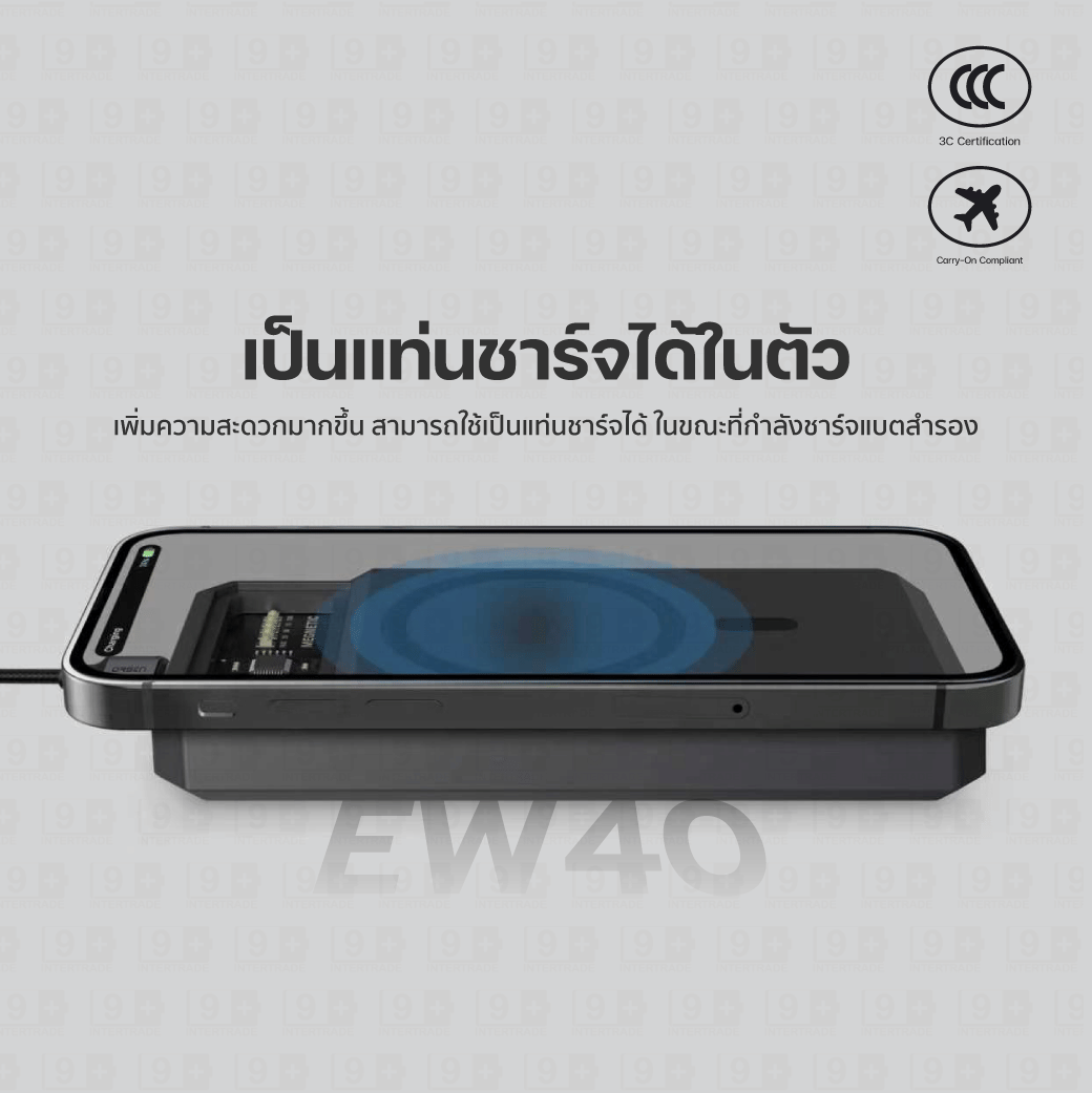 แบตเตอรี่สำรอง ORSEN BY ELOOP EW40 CCC 20000MAH สีดำ ชาร์จไร้สายแม่เหล็ก QI2 15W PD 20W_7