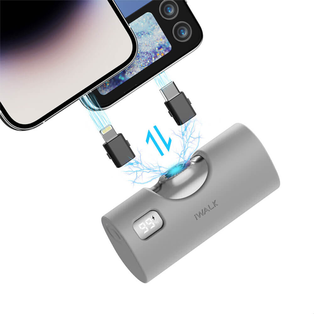 แบตเตอรี่สำรอง IWALK LINKPODX 5000 MAH สี SILVER เปลี่ยนหัวชาร์จได้ทั้ง LIGHTNING และ TYPEC_0