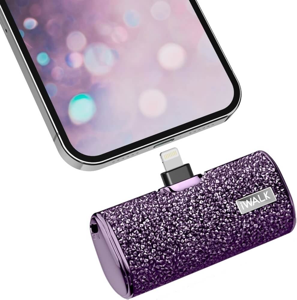 แบตเตอร์รี่สำรอง IWALK SECRET4500 MAH หัวชาร์จไร้สายหัว หัวชาร์จ LIGHTNING สี PURPLE DIAMOND_9