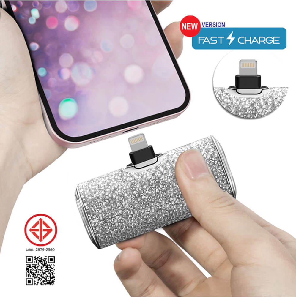 แบตเตอร์รี่สำรอง IWALK SECRET4500 MAH หัวชาร์จไร้สายหัว หัวชาร์จ LIGHTNING สี SILVER DIAMOND