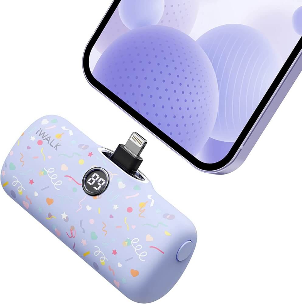 แบตเตอร์รี่สำรอง IWALK LINKPOD PRO 4800 MAH หัวชาร์จไร้สายหัว หัวชาร์จ LIGHTNING สี PURPLE CANDY