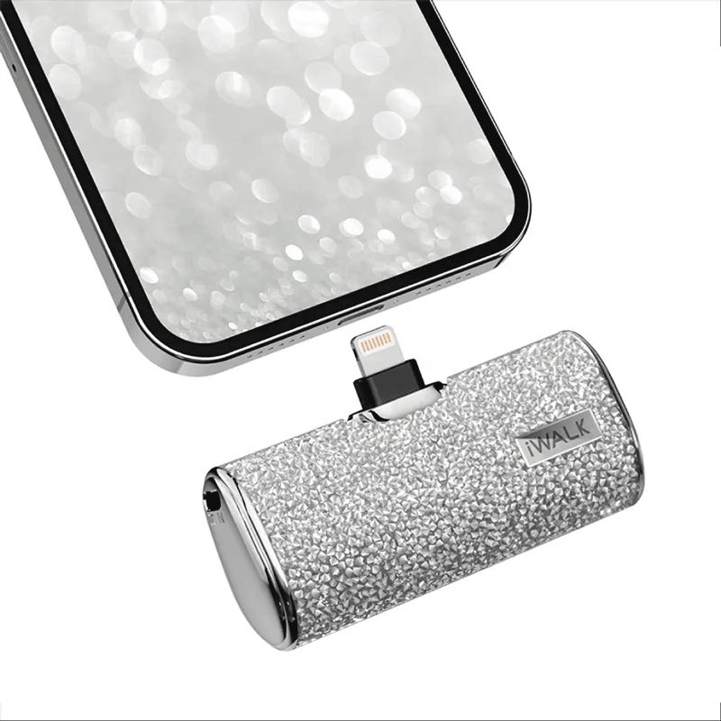 แบตเตอร์รี่สำรอง IWALK SECRET4500 MAH หัวชาร์จไร้สายหัว หัวชาร์จ LIGHTNING สี SILVER DIAMOND